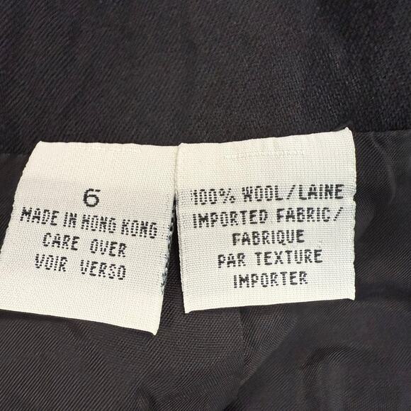 Vintage 90s Anne Klein II Black Wool Pencil Skirt Size 6 Waist 25″ Slit 5″ - Picture 4 of 6